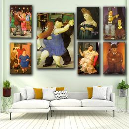 Fernando Botero Wall Art Wedding Canvas Imprimés Funny Fat Women Pao Art Famous Oil Peinture Danse Affiche Classic Wall Photo For Living Room Bedroom Home Decor