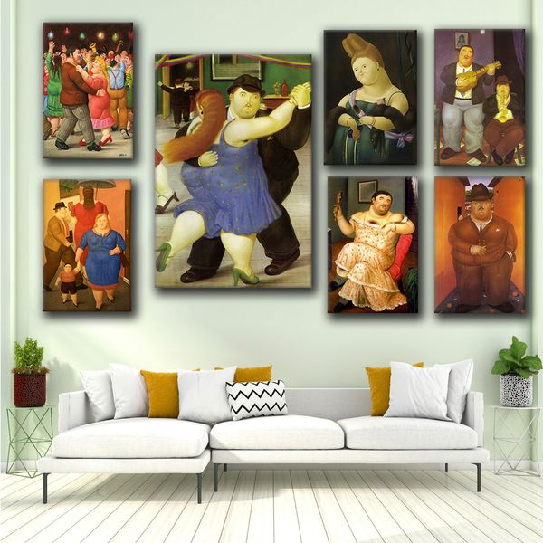 Fernando Botero Wall Art Wedding Canvas Imprimés Funny Fat Women Pao Art Famous Oil Peinture Danse Affiche Classic Wall Photo For Living Room Bedroom Home Decor