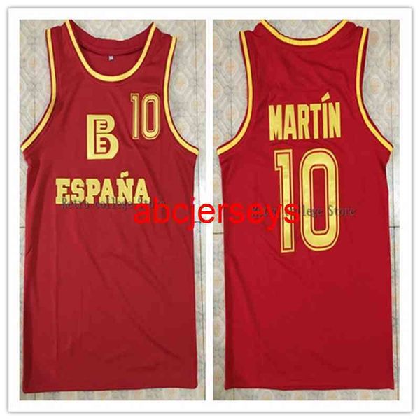 Fernando Martin # 10 Équipe Espagne Espana baloncesto Maillot de basket-ball rétro rouge cousu personnalisé N'importe quel numéro Nom Maillots Ncaa XS-6XL