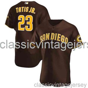 Fernando Tatis Jr. #23 Bruin Honkbalshirt XS-6XL Gestikt Heren Dames Jeugdhonkbalshirt