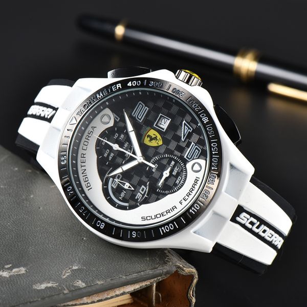 Ferrar montres-bracelets pour hommes 2023 nouvelles montres pour hommes Six aiguilles tous les cadrans travail montre à quartz de haute qualité haut de gamme marque de luxe chronographe horloge mode ceinture en caoutchouc
