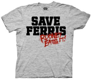 Ferris Bueller Day Off Save Ferris Rooney Eat It Mens Tshirt MediumTops Tee Tee Custom Environtal imprimé Tshirt1662921