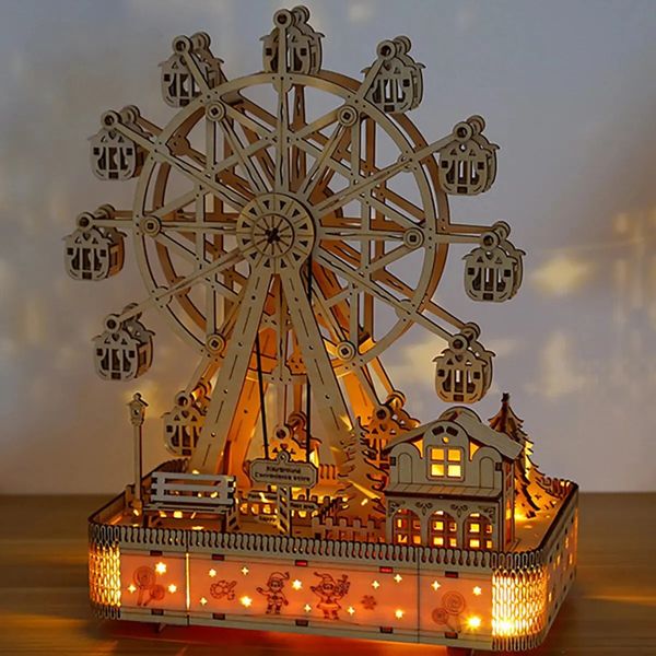 Ferris Wheel Hands Craft DIY 3D WOOD PUBLIPS INSTRUMENT Assemblage Modèle Modèle de construction Brain Teaser Puzzles Toy 240509