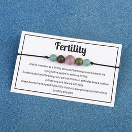 Pulsera de fertilidad Deseque el cristal natural Pulsera de piedra solar con cuentas