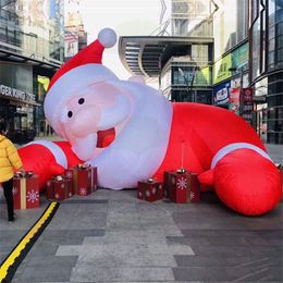 Festival Publicidad Inflable Navidad Padre Santa Claus Estilo de escalada en globo en el suelo personalizado para su negocio