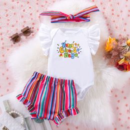 Festival Baby Mexicaanse set Vliegende mouwen Sweetheart PP shorts en haaraccessoires 3-delige set modieus en schattige feestjurk trendy