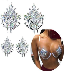 Festival Bra Stickers Rhinestone DIY Self adhésif tatouage poitrine poitrine Applique Cover Cystal Body Bielry pour Party3496178