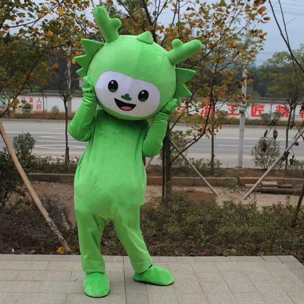 Robe de festival Costumes de mascotte de dinosaure vert Carnaval Hallowen Cadeaux Unisexe Adultes Fantaisie Jeux de fête Tenue de vacances Célébration Tenue de personnage de dessin animé