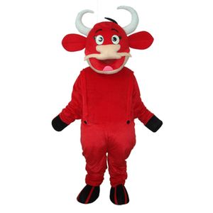 Robe de festival Costumes de mascotte de vache rouge Carnaval Hallowen Cadeaux Unisexe Adultes Fantaisie Jeux de fête Tenue de vacances Célébration Tenue de personnage de dessin animé
