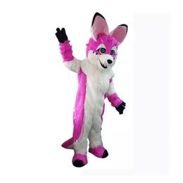 Festivaljurk Red Long Fury Furry Mascot Costuums Carnival Hallowen Gifts Unisex volwassenen Fancy Party Games Outfit Holiday Celebration Catoon Character Outfits