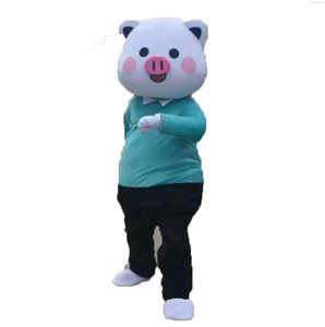 Festival Dress Stage Performance Pig Mascot Costume Halloween Kerst Fancy Draai Advertentie Folders Kleding Carnaval Unisex volwassenen Outfit