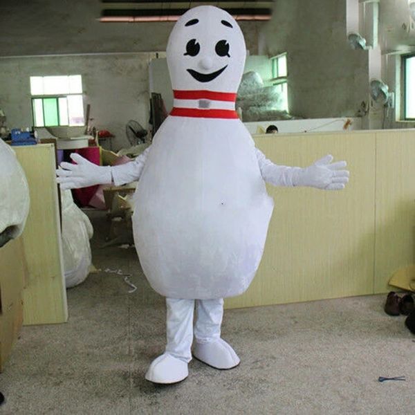 Vestido de festival Traje de mascote de boliche branco Halloween Natal Vestido de festa fantasia Personagem de desenho animado Terno Carnaval Unissex Roupa para adultos