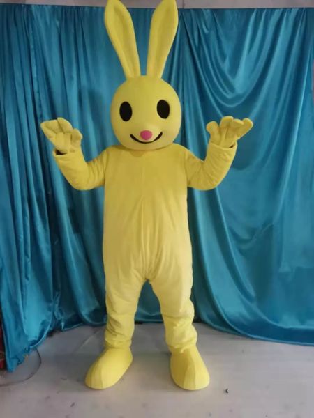 Robe de festival lapin jaune Costumes de mascotte Carnaval Hallowen Cadeaux Unisexe Adultes Fantaisie Jeux de fête Tenue de vacances Célébration Tenue de personnage de dessin animé