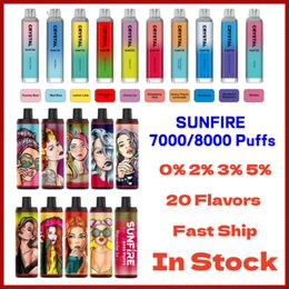 Festival Gift Sunfire Puff 7000 8000 Puffs 7K 8K Disposables Vapes Pen Puff 8000 Elektronische sigaretten 18 ml POD MESH MEIL RGB Oplaadbare lucht-aanpassbaar 0% 2% 3% 5% Apparaat