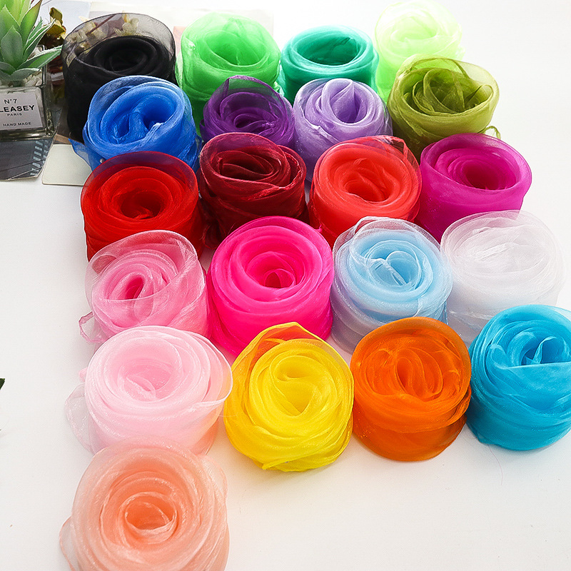 Festival Gifts 70*70cm Small Square Scarves Pure Silk Chiffon Solid Color Dance Show New Candy-colored Windproof Women Scarves 21 Colors