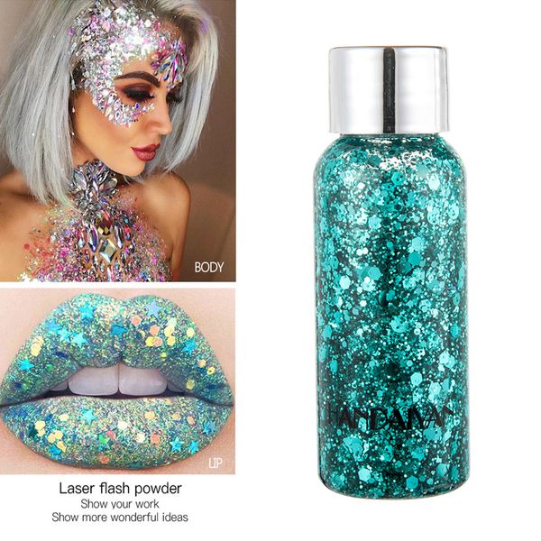 Gel à paillettes pour le corps, les cheveux, les ongles, les yeux, pour Flash artistique, crème ample, maquillage de fête, décoration de Festival