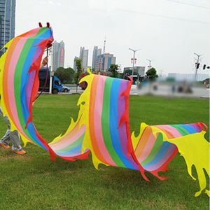 Fête du festival 8 mètres Ensembles de corps et de tête de dragon de danse chinoise Accessoires de performance scolaire Cadeaux de festival Fitness Dragon Ruban arc-en-ciel lavable