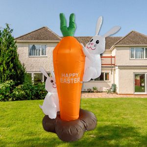 Suministros para fiestas de festivales, modelo de dibujos animados de conejo inflable de 1,8 m, lámpara Led, diseño al aire libre, decoración de Pascua