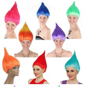 Festival Party Trolls Pruiken Cosplay Pruik Halloween Pruiken Kleurrijke Trol Kostuum Haar Unisex Kerst Cosplay Pruik