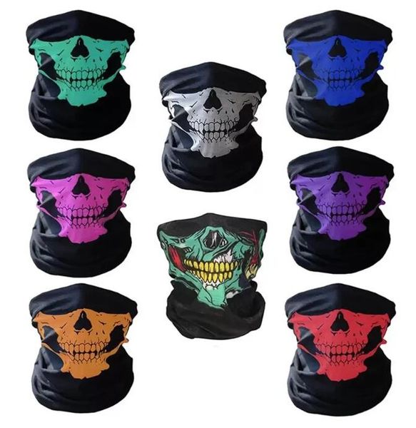 Festival Máscaras de calavera Esqueleto Magia Bicicleta Esquí Cráneo Media mascarilla Fantasma Bufanda Multiuso Cuello Ciclismo Bufanda Cuello polaina Máscaras de Halloween