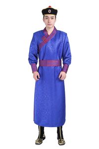Abbigliamento da palco per festival Abito da uomo asiatico abito mongolo con scollo a V tradizionale abbigliamento etnico da prateria orientale costume cosplay maschile