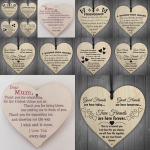 Festival Wall Art Pendentif Coeur Forme Chère Maman Amitié Ciel Whisper Slogan Commémorer Bon Temps En Bois Décor À La Maison Souvenir 1 45cs L2