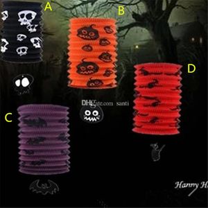 Festivo 50 Uds Halloween lámpara telescópica de órgano de tubo recto 4 colores diseño de bruja murciélago linterna de papel KD1