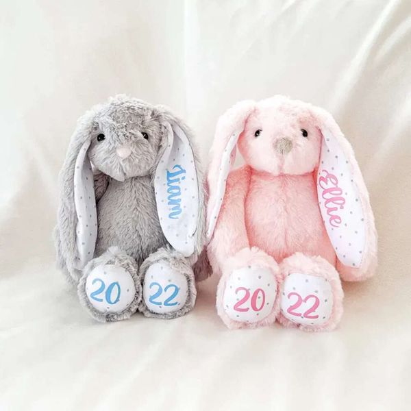 Día festivo 30 cm Conejito Pascua Sublimación Felpa Orejas largas Conejitos Muñeca con puntos Rosa Gris Azul Blanco Conejo Muñecas para niños Lindos juguetes de peluche suaves al por mayor s