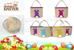 Panier de Pâques festif Jute Cotton Bunny Tail Panier de panier Gift Burlap Rabbit Bucket DA2447692727