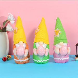 Decoraciones festivas de Pascua Gnome Sin rostro Conejito de peluche Tema Fiesta Favor Huevos de Pascua Caza Cesta Rellenos Relleno PHJK2303