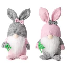 Décorations festives de pâques Gnome en peluche lapin, poupées faites à la main, cadeaux pour enfants, elfe de printemps, ornements de salon de maison, nouveau
