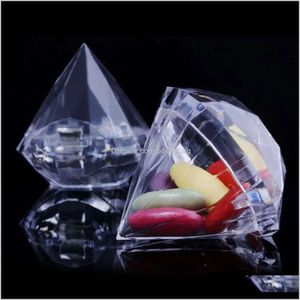 Feestelijke evenement Gift Supplies Wrap Gardenwedding Party Home Diamantvorm Transparant voordeel Bruiloft Decoratie Candy Box Cloem Plastic Drop D