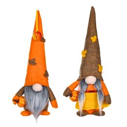 Festivo Otoño Decoraciones de Acción de Gracias Cosecha Gnomos Felpa Elfo Enano Muñeca Estatuilla con Calabaza Otoño Hojas de Arce XBJK2210