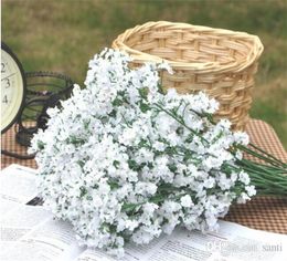 Festivo gypsophila baby039s aliento artificial falsas flores de seda planta decoración de bodas en el hogar kd11488743