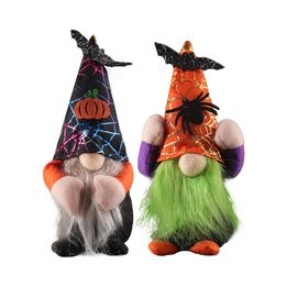 Feestelijke Halloween Gnomes Decoraties Plush elf met spider bat pompoenelementen vakantietafel ornamenten xbjk2208