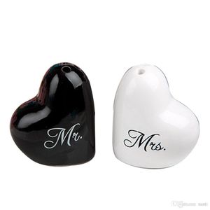 Feestelijke hartvormige bruiloft gunst geschenken hartvormige Mr. mevrouw Salt Pepper Shaker 2pcs/1set KD1