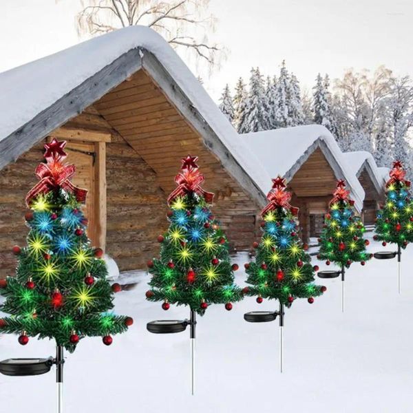 Luz Solar decorativa festiva para exteriores, forma del árbol de Navidad, ahorro de energía, impermeable, lámparas de paisaje para jardín y Patio durante el año