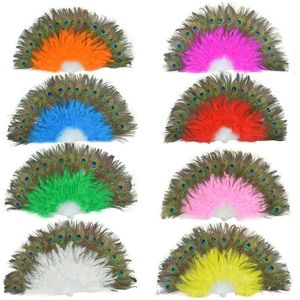 Favor de fiesta festivo Abanico de plumas de pavo real de alto grado, abanico de pavo real para danza del vientre, abanicos artesanales de plumas para suministros de fiesta - 28 LT149