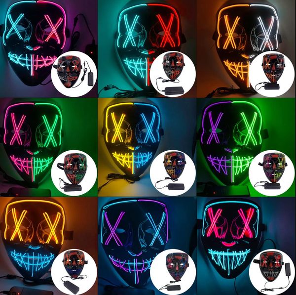 Partido festivo Halloween Mask LED Light Up Masks Funny Masks the Purge Elecciones Gran Festival Cosplay Suministro de disfraces al por mayor