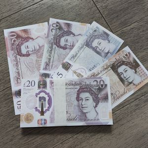 Suministros festivos para fiestas Dinero falso Juguete divertido Realista Libras británicas Copia Gbp Banco inglés británico 5 10 20 Billetes de 50 libras Perfecto para películas