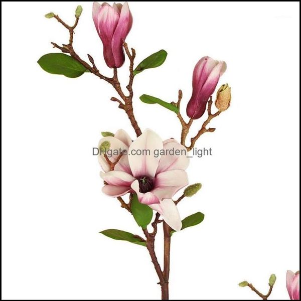 Fournitures de fête festives Couronnes de fleurs décoratives de jardin Rinlong Artificielle Magnolia Soie Longue Tige Automne Décor Fleur Pour Grand V217R