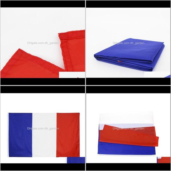 Fournitures de fête festives, livraison directe dans le jardin de la maison, 50 pièces, 90x150cm, drapeau de la France, en polyester imprimé européen avec 2 œillets en laiton pour Hangi