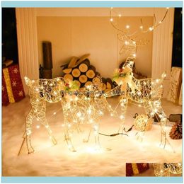Feestelijke feestartikelen Home Gardenchristmas decoratie schattig klein hert met lichten en jaar cottage sfeer kerstversiering huis