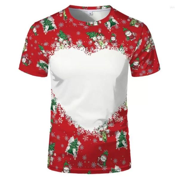 Fournitures de fête festives T-Shirts pour hommes T-Shirts vierges par Sublimation T-Shirts à nouer pour cadeaux de noël hommes enfant bricolage tissu de chemise