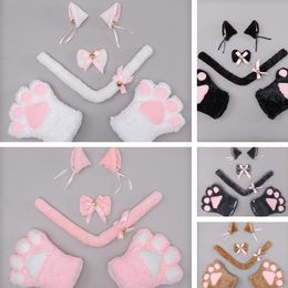 Feestelijke feestbenodigdheden pluche lolita dierenoren hoofdtooi accessoires katten oor haarspeld vlinderdas kat klauw handschoenen katten staart set cosplay tools benodigdheden zc959