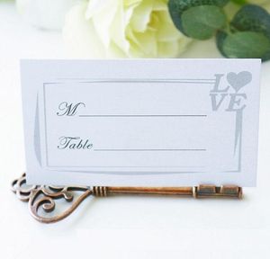 Fournitures de fête de fête faveurs de mariage porte-carte de place de clé en Bronze Antique avec accessoire de décoration de cartes assorties