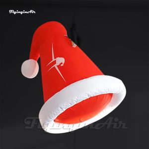 Sombrero de Navidad inflable rojo festivo, modelo de adorno colgante, decoraciones de techo para el hogar, globo publicitario con luz para eventos