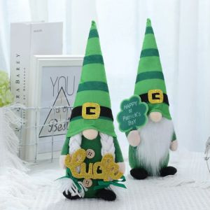 Peluche Gnome de fête de la saint-patrick, décorations elfes sans visage faites à la main, Figurines naines vertes, décoration de Table pour la maison, ornement 0126