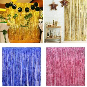 Suministros festivos, cortinas de línea de hilo multicolor de 100CM X 200CM para sala de estar, puerta, pared, Panel de ventana, decoración del banquete de boda con borlas