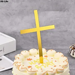 Fournitures festives 10pcs Arrivances Christian Cross Cake Topper Decoration Acrylique DIGN Bless Bless Party for Baking Supply